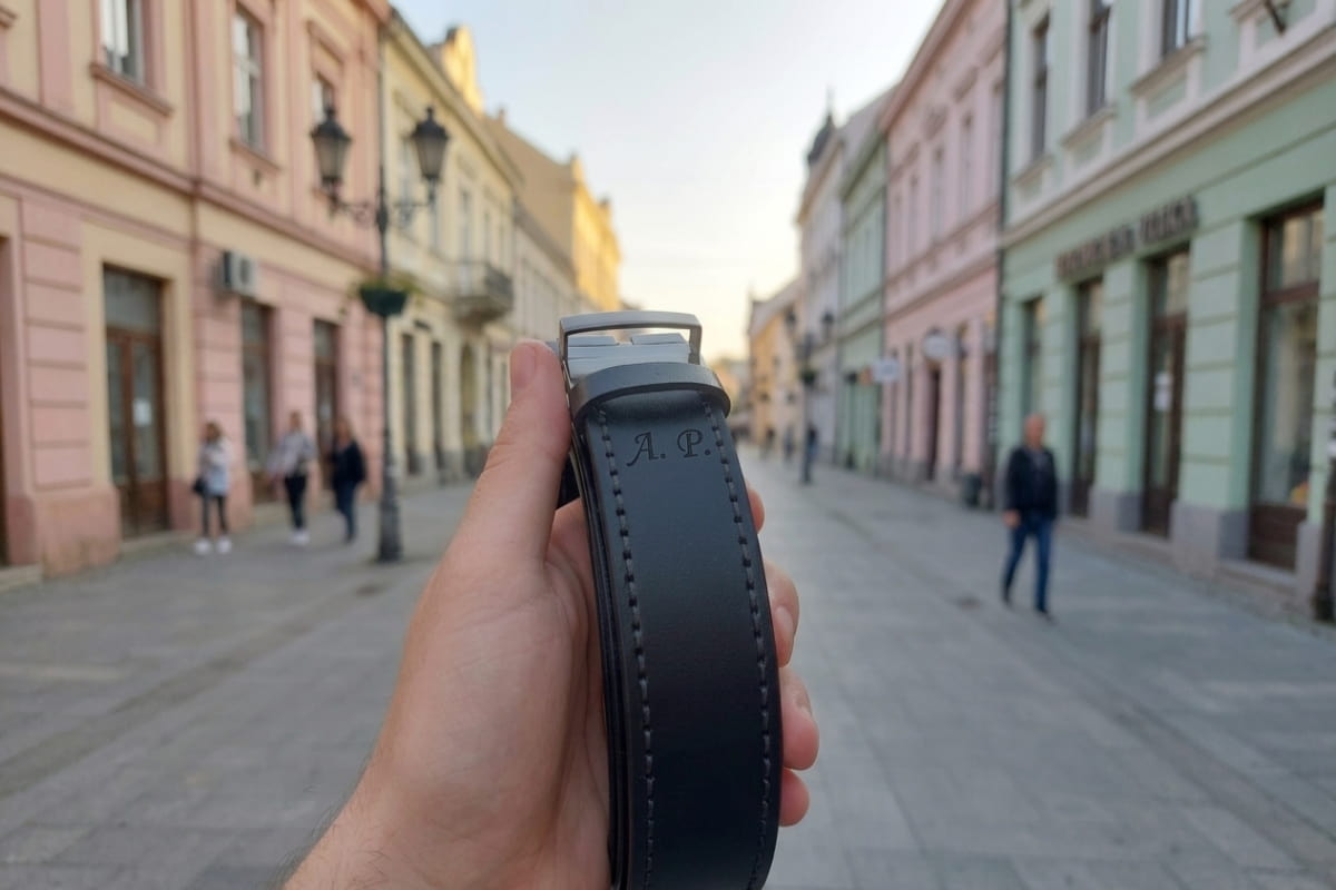 Ručno rađeni kožni kaiš sa graviranjem inicijala - dostava Banja Luka - Ok Leather Studio.
